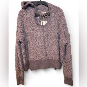 Miracle Textured Knit Sweater with Hoodie Oversized Mauve